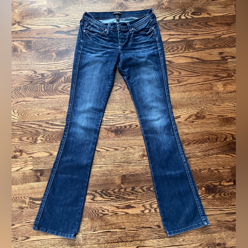 BEBE dark denim low rise jeans boot cut